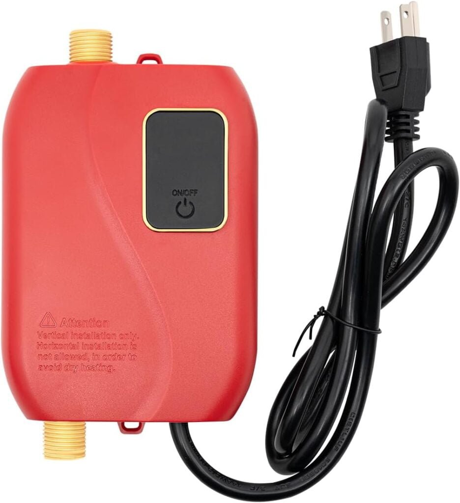 Tankless Hot Water Heater System 110V 3000W Mini Instant Electric Water Heater Portable Wall Floor Mount Water Heater Shower for Kitchen Bath Home Use, Red