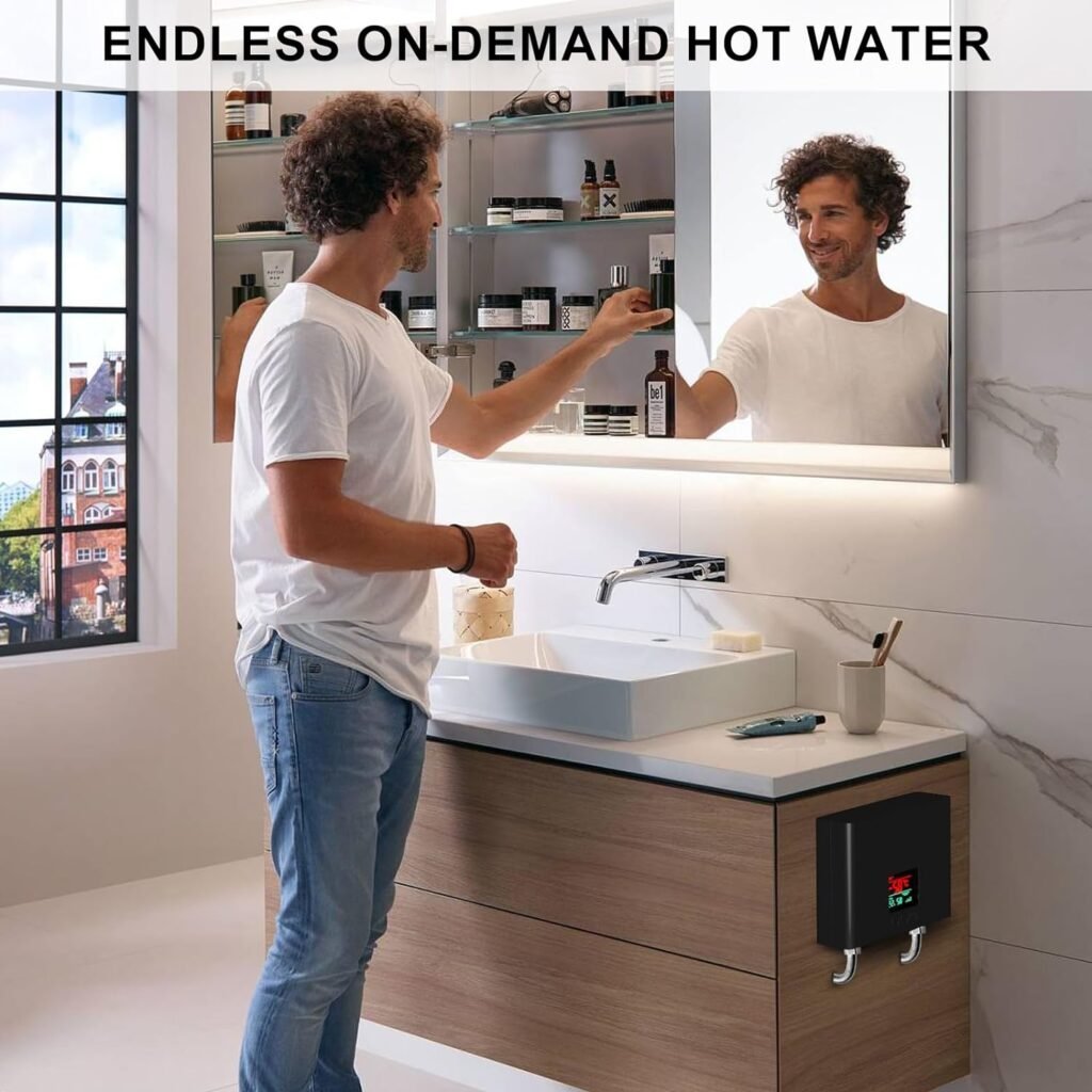 Tankless Water Heater Electric 3000W with Remote and LED Display - Automatic Control System - Fault Self-Test Function, On Demand Hot Water Heater Electric 110V for Home, Kitchen, and Bathroom Tankless Water Heater Electric 3000W with Remote and LED Display - Automatic Control System - Fault Self-Test Function, On Demand Hot Water Heater Electric 110V for Home, Kitchen, and Bathroom