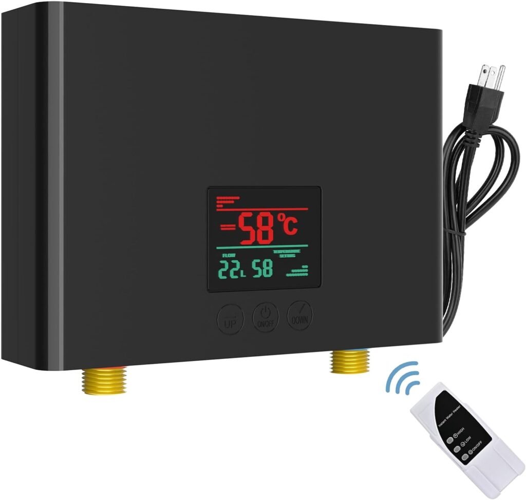 Tankless Water Heater Electric 3000W with Remote and LED Display - Automatic Control System - Fault Self-Test Function, On Demand Hot Water Heater Electric 110V for Home, Kitchen, and Bathroom Tankless Water Heater Electric 3000W with Remote and LED Display - Automatic Control System - Fault Self-Test Function, On Demand Hot Water Heater Electric 110V for Home, Kitchen, and Bathroom