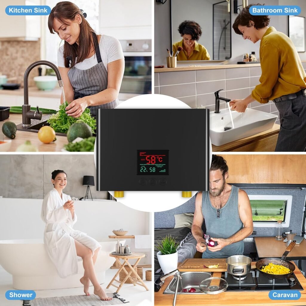 Tankless Water Heater Electric 3000W with Remote and LED Display - Automatic Control System - Fault Self-Test Function, On Demand Hot Water Heater Electric 110V for Home, Kitchen, and Bathroom Tankless Water Heater Electric 3000W with Remote and LED Display - Automatic Control System - Fault Self-Test Function, On Demand Hot Water Heater Electric 110V for Home, Kitchen, and Bathroom