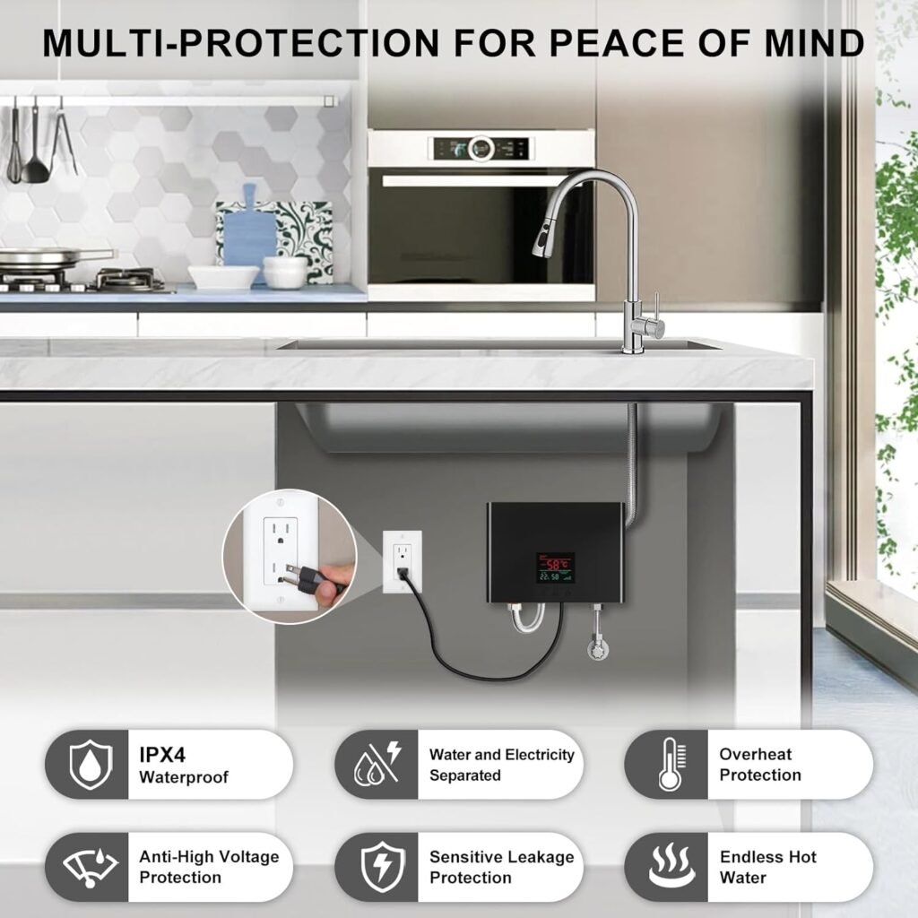 Tankless Water Heater Electric 3000W with Remote and LED Display - Automatic Control System - Fault Self-Test Function, On Demand Hot Water Heater Electric 110V for Home, Kitchen, and Bathroom Tankless Water Heater Electric 3000W with Remote and LED Display - Automatic Control System - Fault Self-Test Function, On Demand Hot Water Heater Electric 110V for Home, Kitchen, and Bathroom