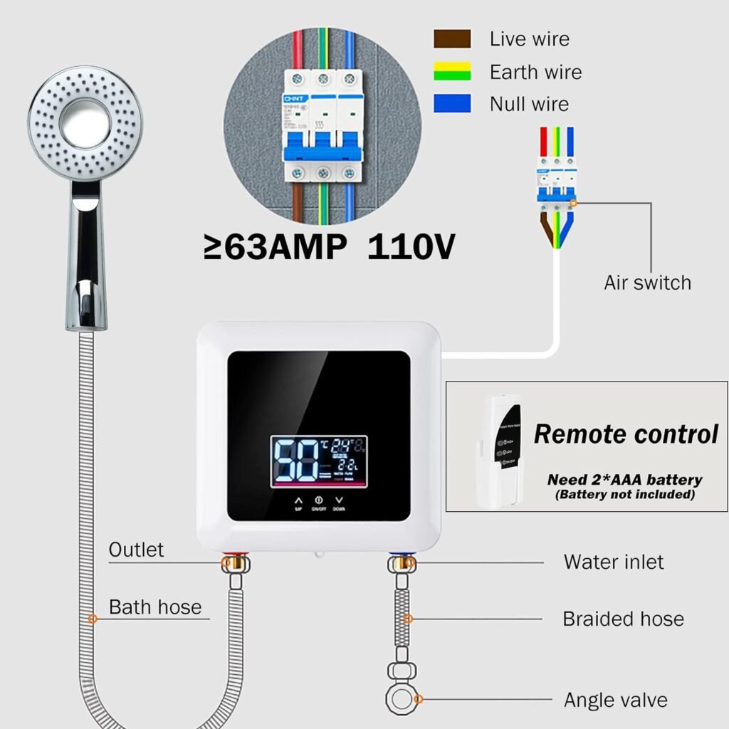 Tankless Water Heater,5500W LED Display/Self Modulating/Point of Use 110V Instant Hot Water Heater Electric, Cant Use Socket Tankless Water Heater,5500W LED Display/Self Modulating/Point of Use 110V Instant Hot Water Heater Electric, Cant Use Socket