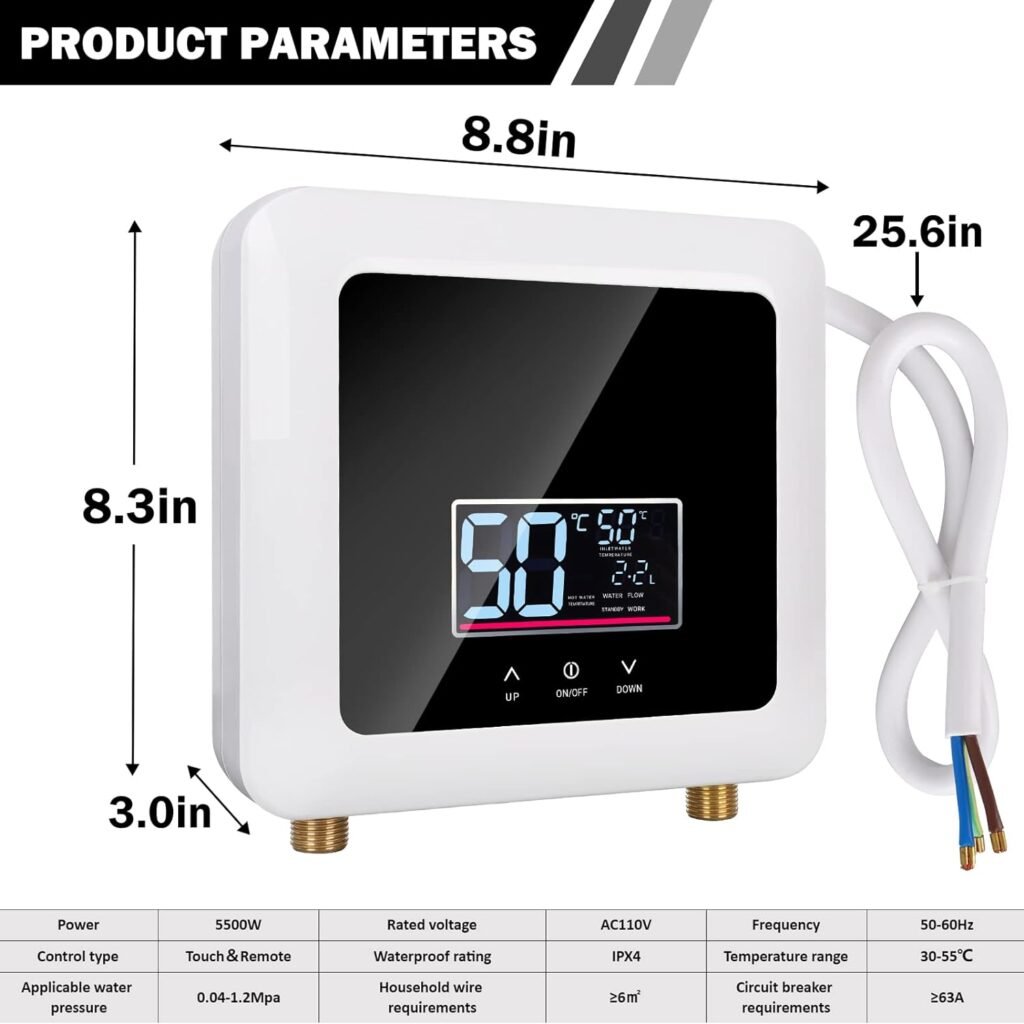 Tankless Water Heater,5500W LED Display/Self Modulating/Point of Use 110V Instant Hot Water Heater Electric, Cant Use Socket Tankless Water Heater,5500W LED Display/Self Modulating/Point of Use 110V Instant Hot Water Heater Electric, Cant Use Socket