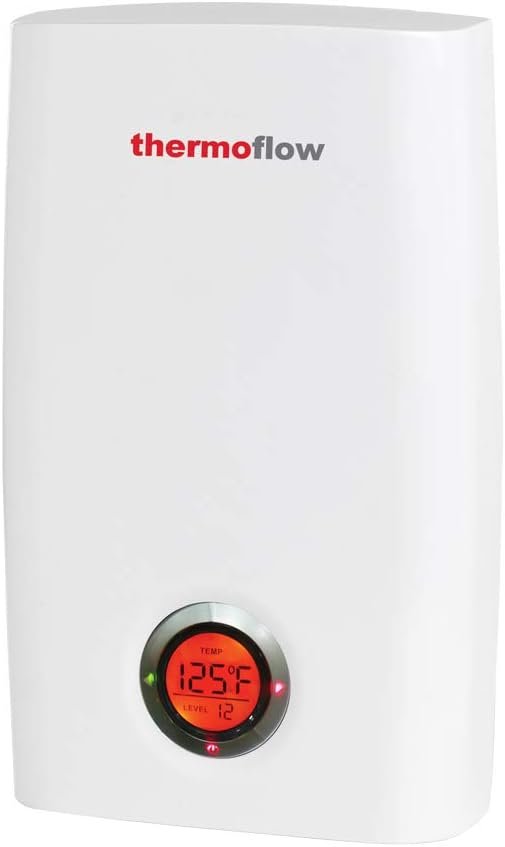 Thermoflow Tankless Water Heater Electric, 24kW at 240 Volts on Demand Instant Endless Hot Water Heater with Self Modulating Temperature Technology for Whole House Shower, CSA Listed Thermoflow Tankless Water Heater Electric, 24kW at 240 Volts on Demand Instant Endless Hot Water Heater with Self Modulating Temperature Technology for Whole House Shower, CSA Listed