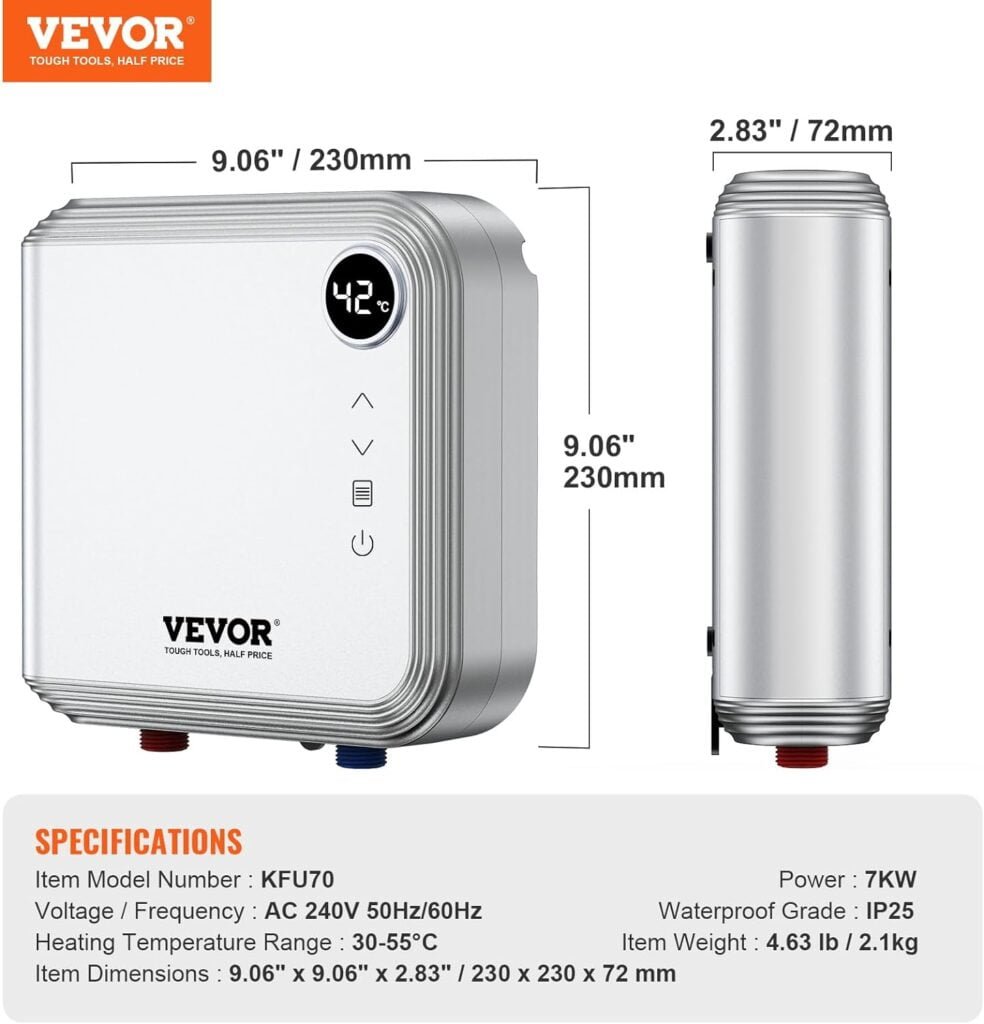 VEVOR Electric Mini-Tank Water Heater, 2.5-Gallon Tank Hot Water Boiler Storage, 1400W Power, Safety Temperature Pressure Valve Easy Install, for Kichen Bathroom Restaurant, Shelf Wall Floor Mounted VEVOR Electric Mini-Tank Water Heater, 2.5-Gallon Tank Hot Water Boiler Storage, 1400W Power, Safety Temperature Pressure Valve Easy Install, for Kichen Bathroom Restaurant, Shelf Wall Floor Mounted