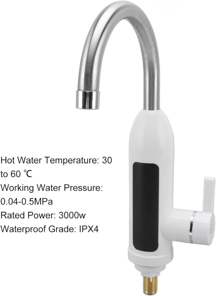 VTOSEN Electric Tankless Water Heater Faucet 3000W, Stainless Steel Kitchen Electric Water Heater Tap IPX4 for Tankless Hot Water, ABS Water Heating Faucet with LED Digital Display 30-60 ℃(US 110V) VTOSEN Electric Tankless Water Heater Faucet 3000W, Stainless Steel Kitchen Electric Water Heater Tap IPX4 for Tankless Hot Water, ABS Water Heating Faucet with LED Digital Display 30-60 ℃(US 110V)