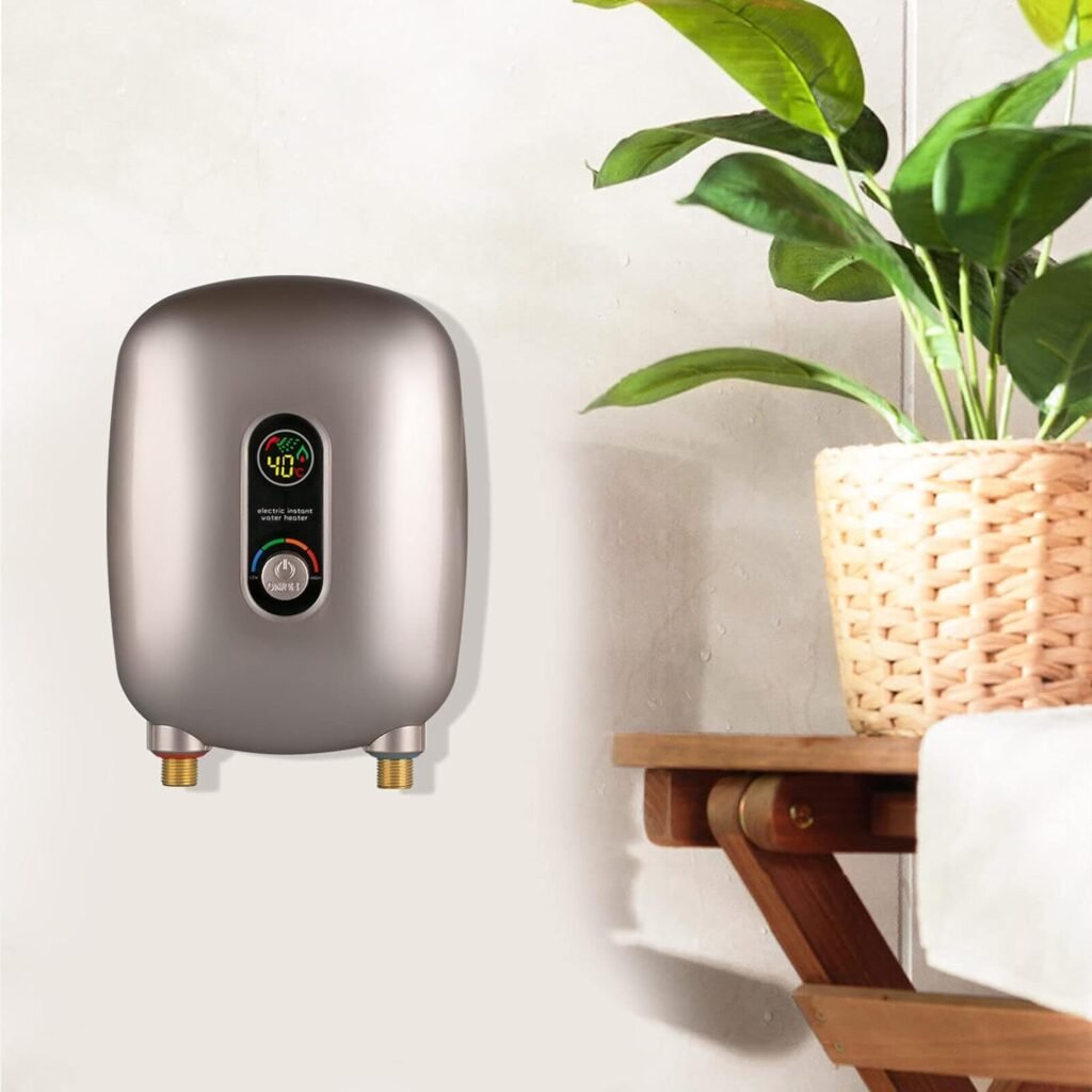 Water Heater Electric Water Heater Mini Tankless Water Heater 220V Small Instantaneous Sink Under Plug Water Heater With for Kitchen Bathroom Sink Faucet (Gold)