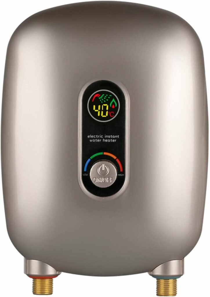 Water Heater Electric Water Heater Mini Tankless Water Heater 220V Small Instantaneous Sink Under Plug Water Heater With for Kitchen Bathroom Sink Faucet (Gold)