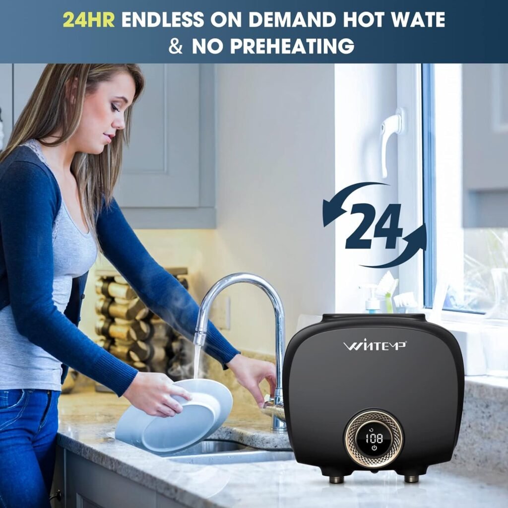 WINTEMP Tankless Water Heater Electric 3.5KW 120V, Designed to Provide Hot Water on Demand Without the Need for a Storage Tank, Use a Self - Adjusting Rotatable Digital Display Silver WINTEMP Tankless Water Heater Electric 3.5KW 120V, Designed to Provide Hot Water on Demand Without the Need for a Storage Tank, Use a Self - Adjusting Rotatable Digital Display Silver