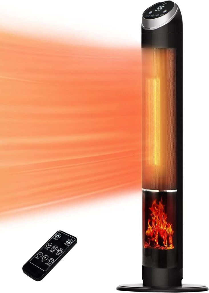 38 Space Heater, Heaters for Large Room, 1500W PTC Fast Heating Oscillating Ceramic Heater with Thermostat, 24H Timer, Remote, 3D Flame, Overheat Tip-over Protection, for Home, Indoor Use (38 Inch) 38 Space Heater, Heaters for Large Room, 1500W PTC Fast Heating Oscillating Ceramic Heater with Thermostat, 24H Timer, Remote, 3D Flame, Overheat Tip-over Protection, for Home, Indoor Use (38 Inch)