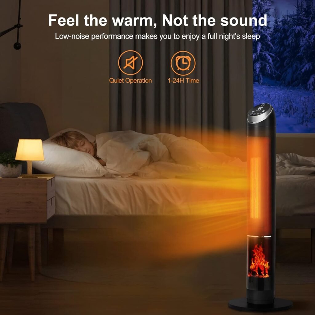 38 Space Heater, Heaters for Large Room, 1500W PTC Fast Heating Oscillating Ceramic Heater with Thermostat, 24H Timer, Remote, 3D Flame, Overheat Tip-over Protection, for Home, Indoor Use (38 Inch) 38 Space Heater, Heaters for Large Room, 1500W PTC Fast Heating Oscillating Ceramic Heater with Thermostat, 24H Timer, Remote, 3D Flame, Overheat Tip-over Protection, for Home, Indoor Use (38 Inch)