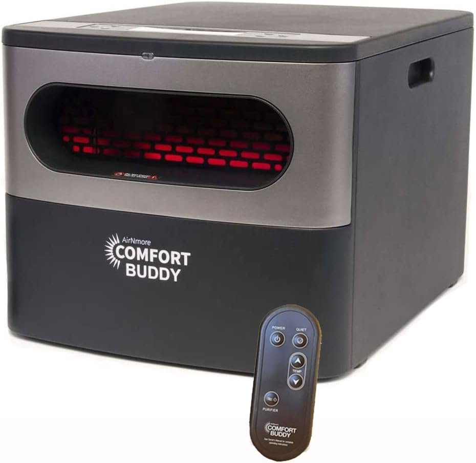 Airnmore Comfort Buddy, Our Newest Space Heater, Unique Small Form Factor for Small Areas, On-Top Controls plus Handheld Remote, Intertek Listed, Great for Bedrooms, Basements, Garages Airnmore Comfort Buddy, Our Newest Space Heater, Unique Small Form Factor for Small Areas, On-Top Controls plus Handheld Remote, Intertek Listed, Great for Bedrooms, Basements, Garages