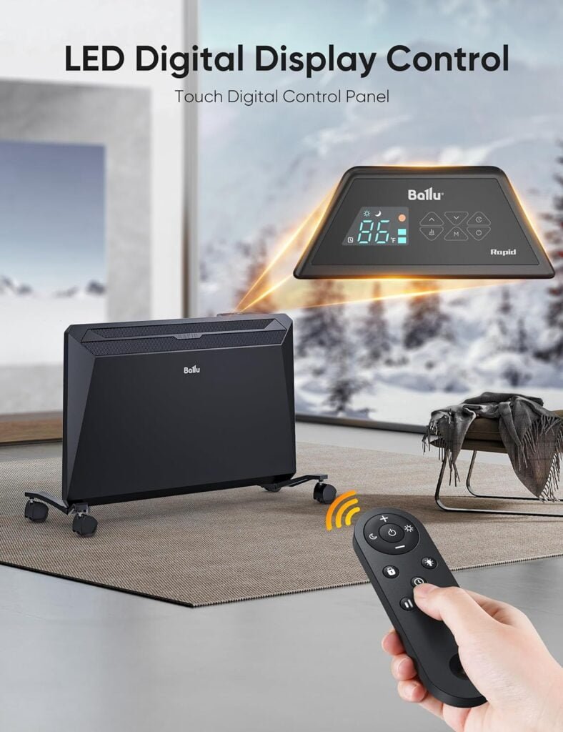 Ballu Convection Space Heaters for Indoor Use,1500W Whole Room Heating with Remote,24 hours Timer,Eco,Stand  Wall mount,Large Room Panel Electric Space Heater Ballu Convection Space Heaters for Indoor Use,1500W Whole Room Heating with Remote,24 hours Timer,Eco,Stand  Wall mount,Large Room Panel Electric Space Heater