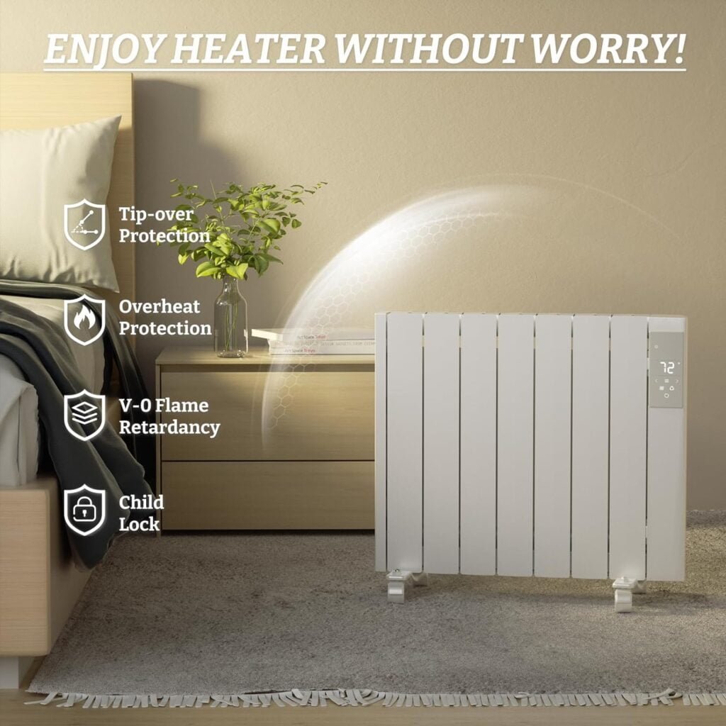 BREEZEHEAT 800w Plug-in Electric Panel Heater-Wall Heaters for Indoor Use, Freestanding/Wall Mount Space Heater w/Digital Display, 24/7 Heating, Adjustable Thermostat,Safety Protection, White BREEZEHEAT 800w Plug-in Electric Panel Heater-Wall Heaters for Indoor Use, Freestanding/Wall Mount Space Heater w/Digital Display, 24/7 Heating, Adjustable Thermostat,Safety Protection, White