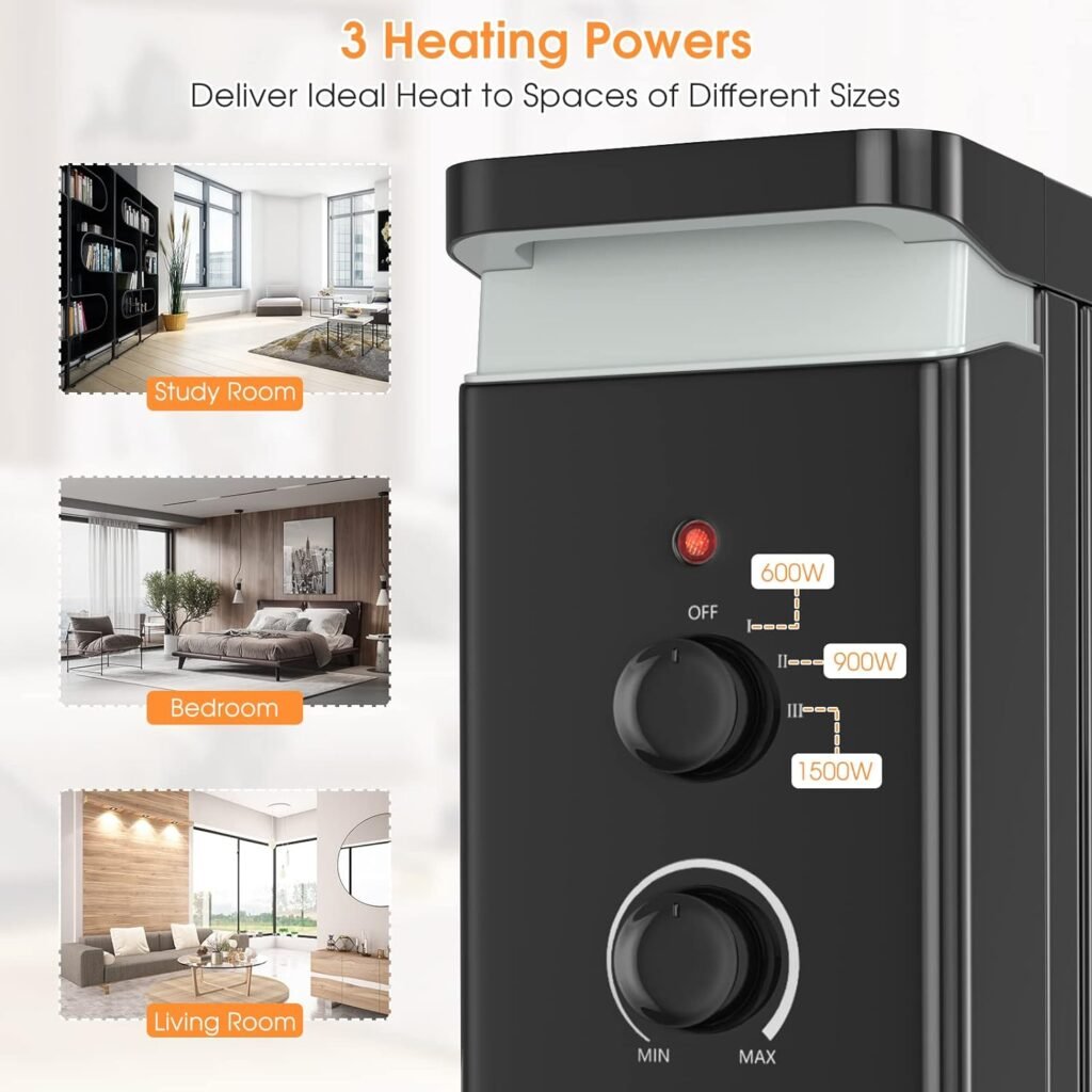 COSTWAY Oil Filled Radiator Heater, 1500W Portable Space Heater with 3 Heat Setting, Built-In Thermostat and Humidification Box, Energy-Saving Quiet Electric Heater for Home Office Indoor (White) COSTWAY Oil Filled Radiator Heater, 1500W Portable Space Heater with 3 Heat Setting, Built-In Thermostat and Humidification Box, Energy-Saving Quiet Electric Heater for Home Office Indoor (White)