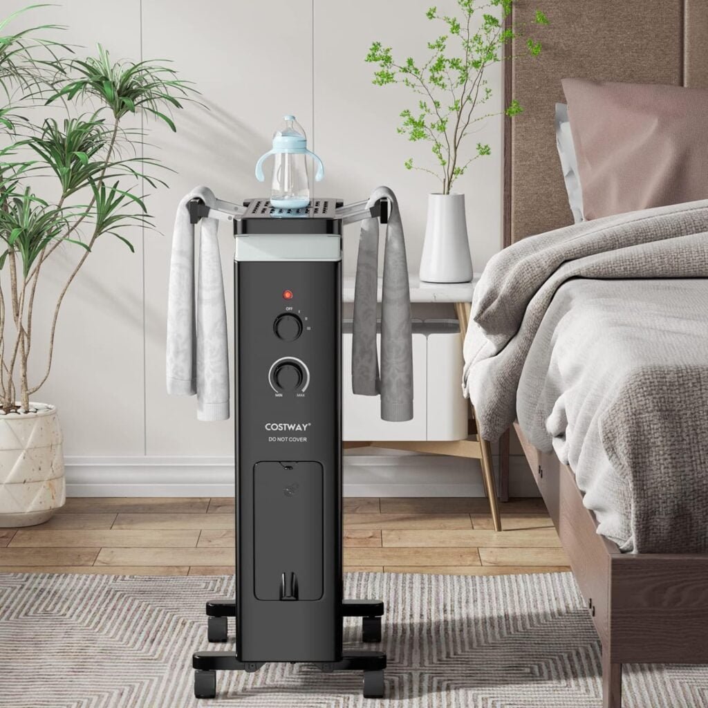 COSTWAY Oil Filled Radiator Heater, 1500W Portable Space Heater with 3 Heat Setting, Built-In Thermostat and Humidification Box, Energy-Saving Quiet Electric Heater for Home Office Indoor (White) COSTWAY Oil Filled Radiator Heater, 1500W Portable Space Heater with 3 Heat Setting, Built-In Thermostat and Humidification Box, Energy-Saving Quiet Electric Heater for Home Office Indoor (White)