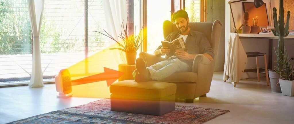 DeLonghi Ceramic Space Heater, 1500W Electric Space Heater for indoor use, offers fast heating for bedroom, office/desk, quiet technology, washable dust filter, fan only option, DCH5915ER