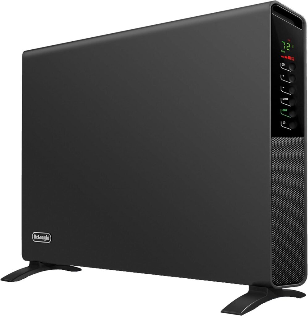 DeLonghi Convection Panel Heater, Asphalt Gray  FX30C15.G Capsule Ceramic Heater, 8w x 4d x 11h, Dark Gray