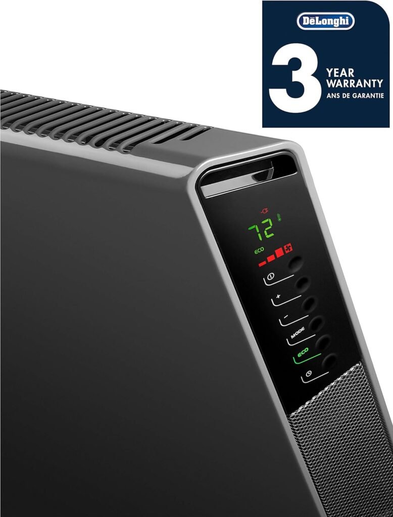 DeLonghi Convection Panel Heater, Asphalt Gray  FX30C15.G Capsule Ceramic Heater, 8w x 4d x 11h, Dark Gray