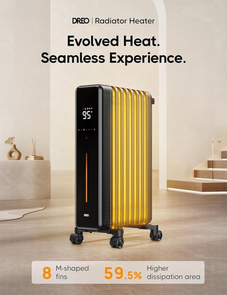 Dreo Radiator Heater, 1500W Portable Space Oil Filled with Remote Control, 4 Modes, Overheat  Tip-Over Protection, 24h Timer, Quiet, Large Space, Anti-scald Handle, Large Carpet Caster, Indoor Dreo Radiator Heater, 1500W Portable Space Oil Filled with Remote Control, 4 Modes, Overheat  Tip-Over Protection, 24h Timer, Quiet, Large Space, Anti-scald Handle, Large Carpet Caster, Indoor