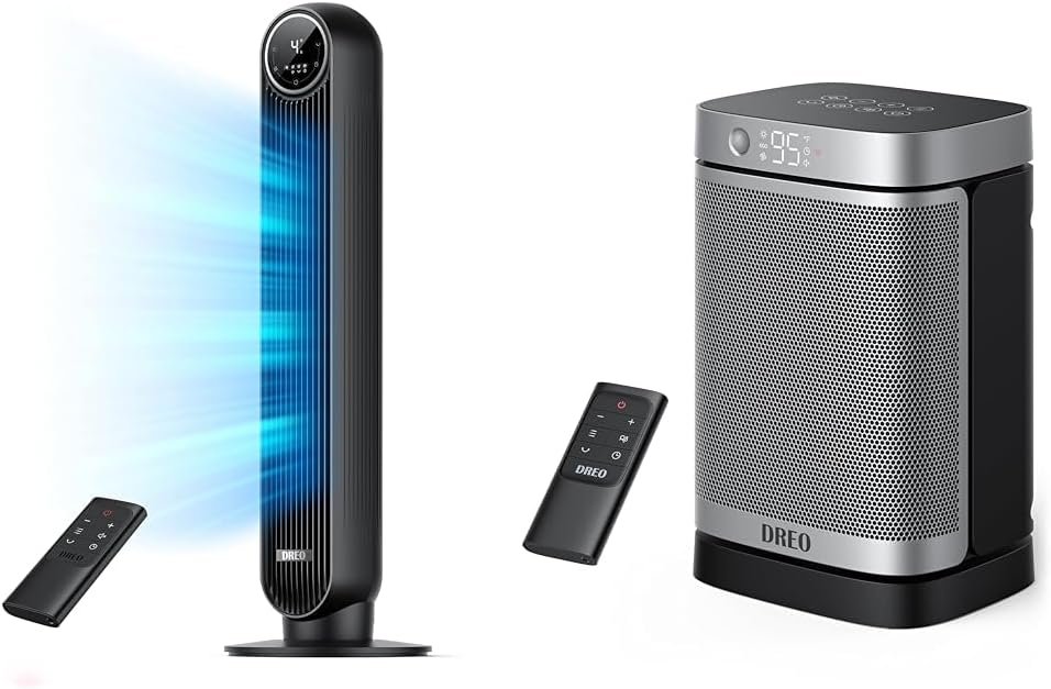 Dreo Tower Fan for Bedroom, 24ft/s Velocity Quiet Floor Fan, 90° Oscillating Fans for Indoors  Space Heater with Motion Sensor, 2022 Upgraded 1500W Electric Heater with 70° Oscillating Dreo Tower Fan for Bedroom, 24ft/s Velocity Quiet Floor Fan, 90° Oscillating Fans for Indoors  Space Heater with Motion Sensor, 2022 Upgraded 1500W Electric Heater with 70° Oscillating