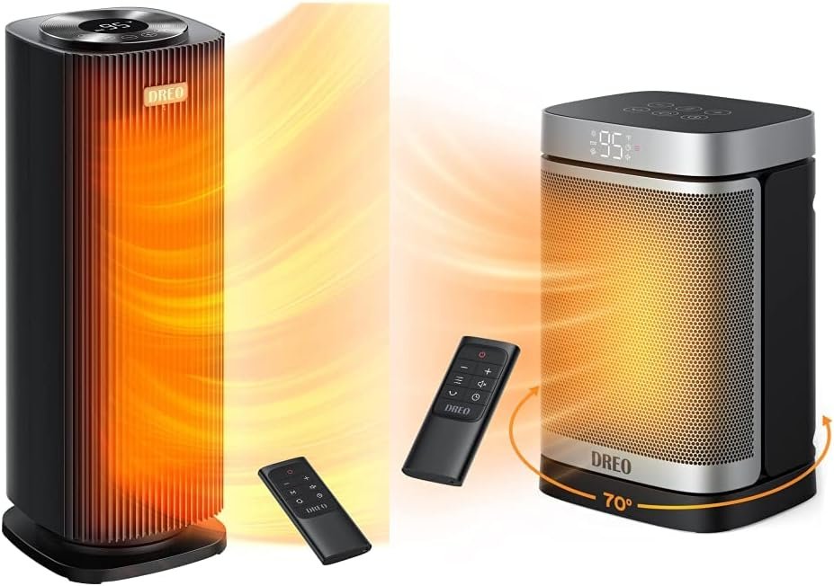 DreoDreo Space Heaters for Indoor Use, QuietFast Portable Heater  Space Heaters for Indoor Use, Atom One Portable Heater with 70°Oscillation, 1500W PTC Electric Heater