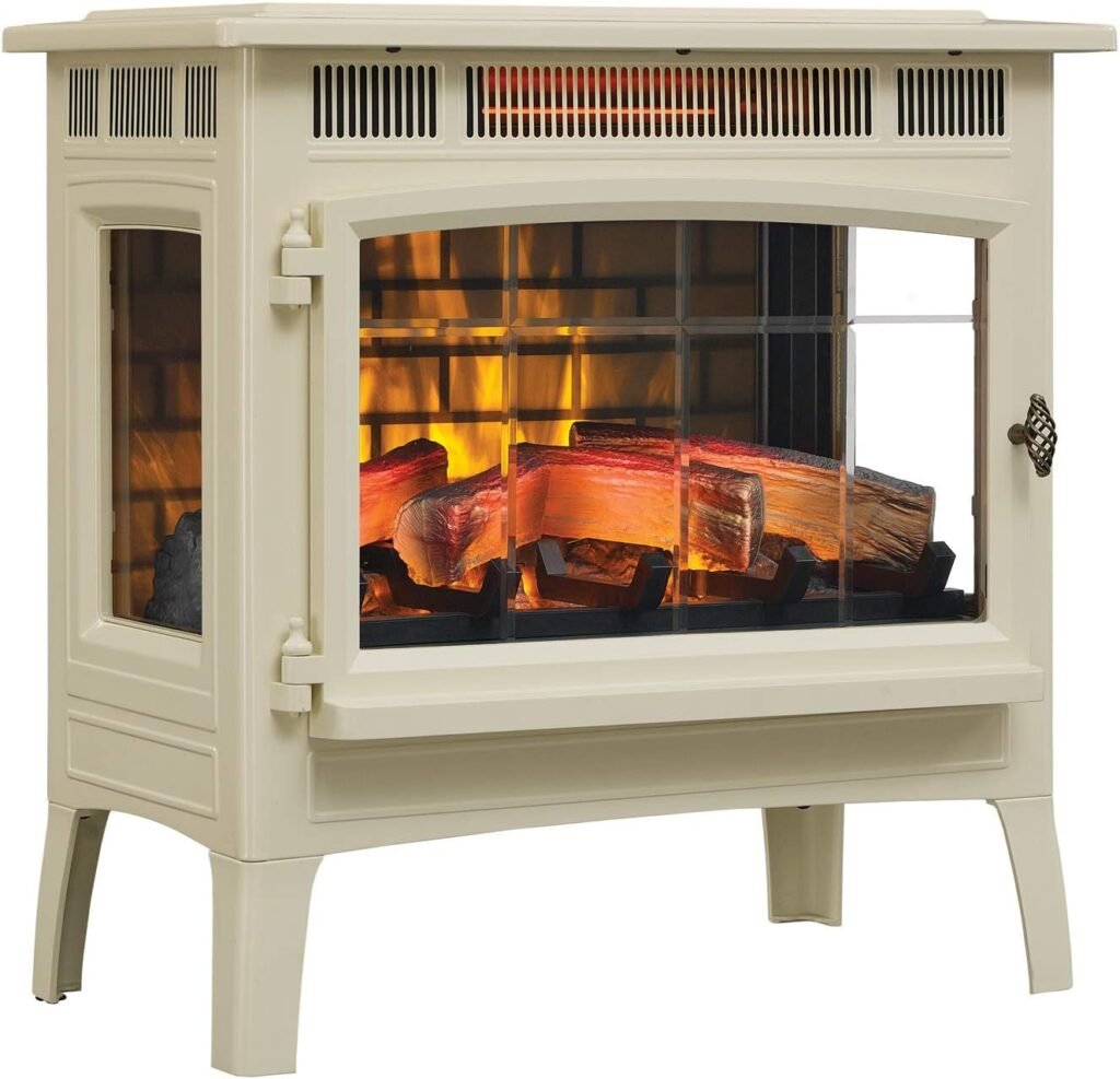Duraflame Electric Infrared Quartz Fireplace Stove with 3D Flame Effect, Cream Duraflame Electric Infrared Quartz Fireplace Stove with 3D Flame Effect, Cream