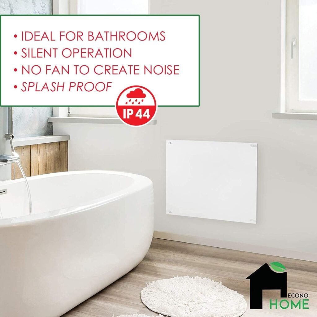 EconoHome Wall Mount Space Heater Panel with Nano Binder - 250 Watt Splashproof Convection Heater - Ideal for 100 Sq Ft Room or Bathroom - 120V Electric Heater EconoHome Wall Mount Space Heater Panel with Nano Binder - 250 Watt Splashproof Convection Heater - Ideal for 100 Sq Ft Room or Bathroom - 120V Electric Heater