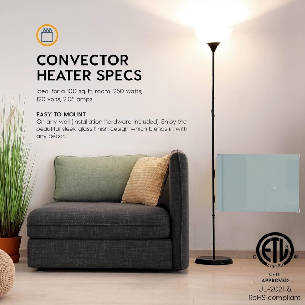 EconoHome Wall Mount Space Heater Panel with Nano Binder - 250 Watt Splashproof Convection Heater - Ideal for 100 Sq Ft Room or Bathroom - 120V Electric Heater EconoHome Wall Mount Space Heater Panel with Nano Binder - 250 Watt Splashproof Convection Heater - Ideal for 100 Sq Ft Room or Bathroom - 120V Electric Heater