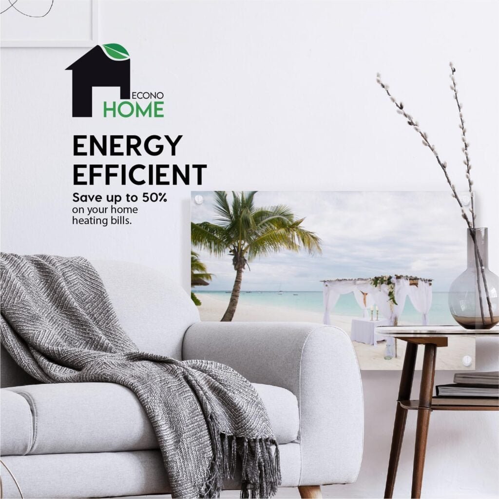 EconoHome Wall Mount Space Heater Panel - with Thermostat - 600 Watt Convection Heater - Ideal for 200 Sq Ft Room - 120V Electric Heater