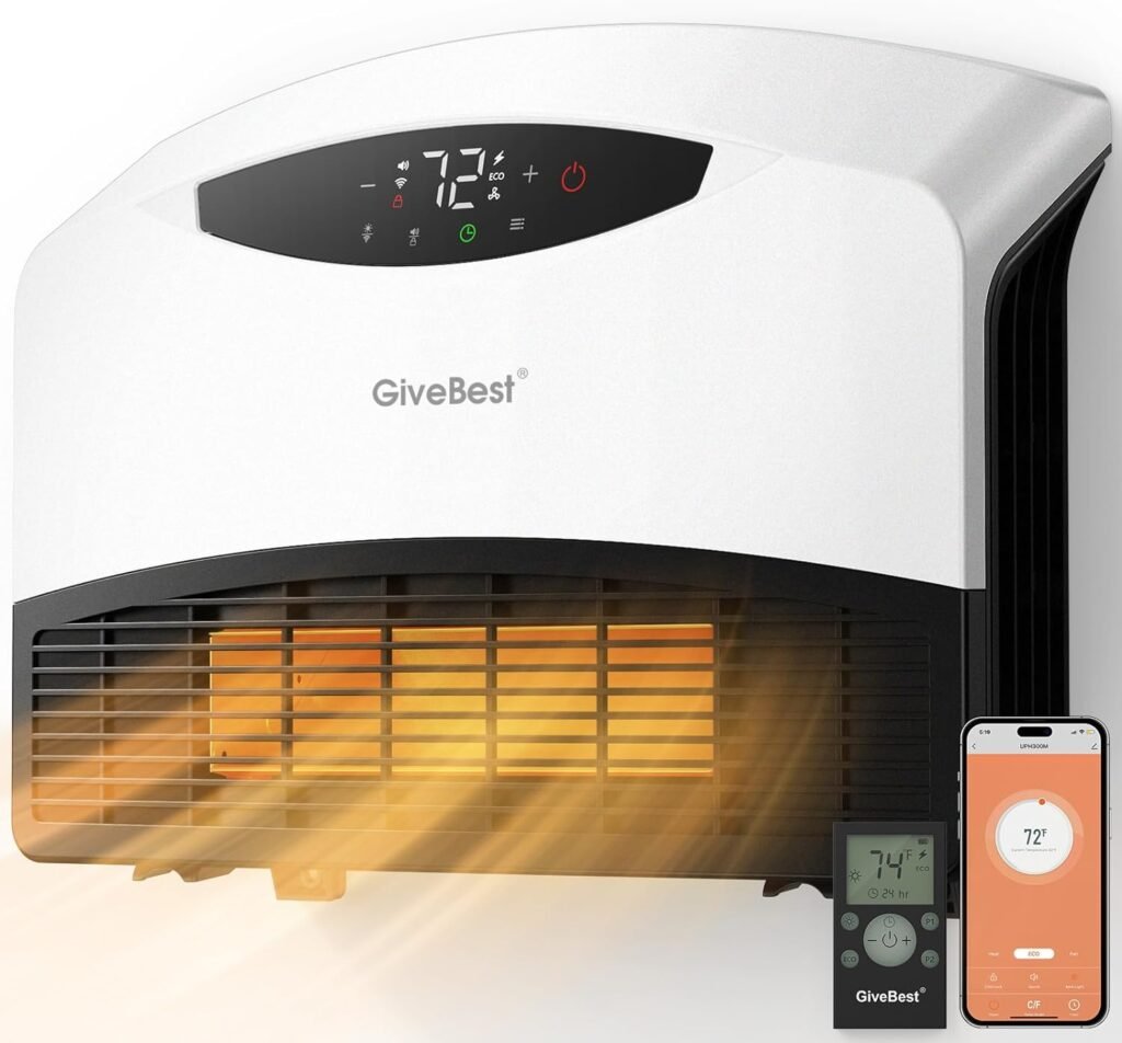 GiveBest Electric Wall Heater with WiFi and Remote Control, Floor or Wall Mounted Heater, Large Room Coverage, 3 Heating Modes, 1500W Fast Heating Space with Thermostat for Indoor Room Use GiveBest Electric Wall Heater with WiFi and Remote Control, Floor or Wall Mounted Heater, Large Room Coverage, 3 Heating Modes, 1500W Fast Heating Space with Thermostat for Indoor Room Use