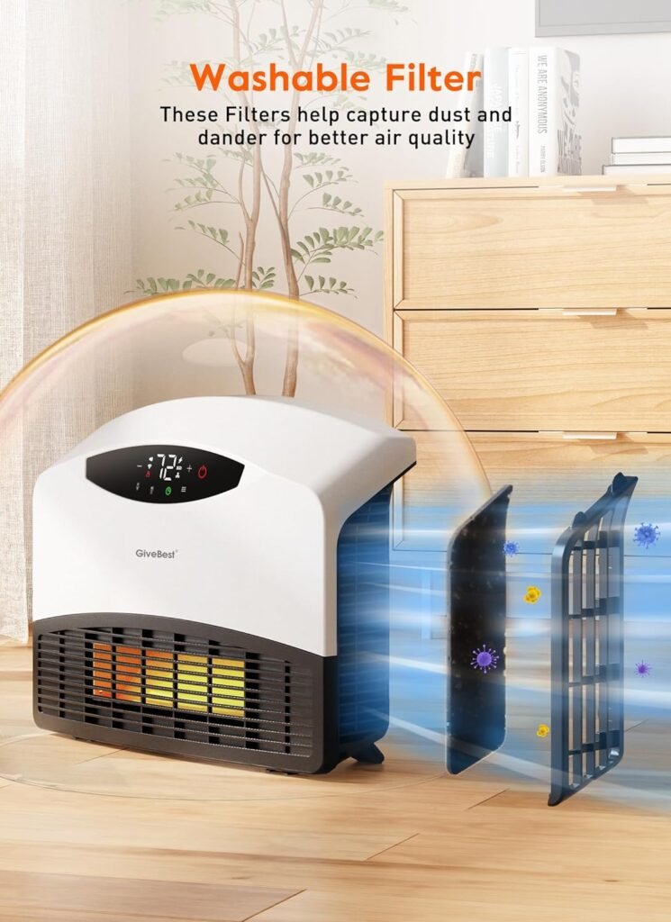 GiveBest Electric Wall Heater with WiFi and Remote Control, Floor or Wall Mounted Heater, Large Room Coverage, 3 Heating Modes, 1500W Fast Heating Space with Thermostat for Indoor Room Use GiveBest Electric Wall Heater with WiFi and Remote Control, Floor or Wall Mounted Heater, Large Room Coverage, 3 Heating Modes, 1500W Fast Heating Space with Thermostat for Indoor Room Use