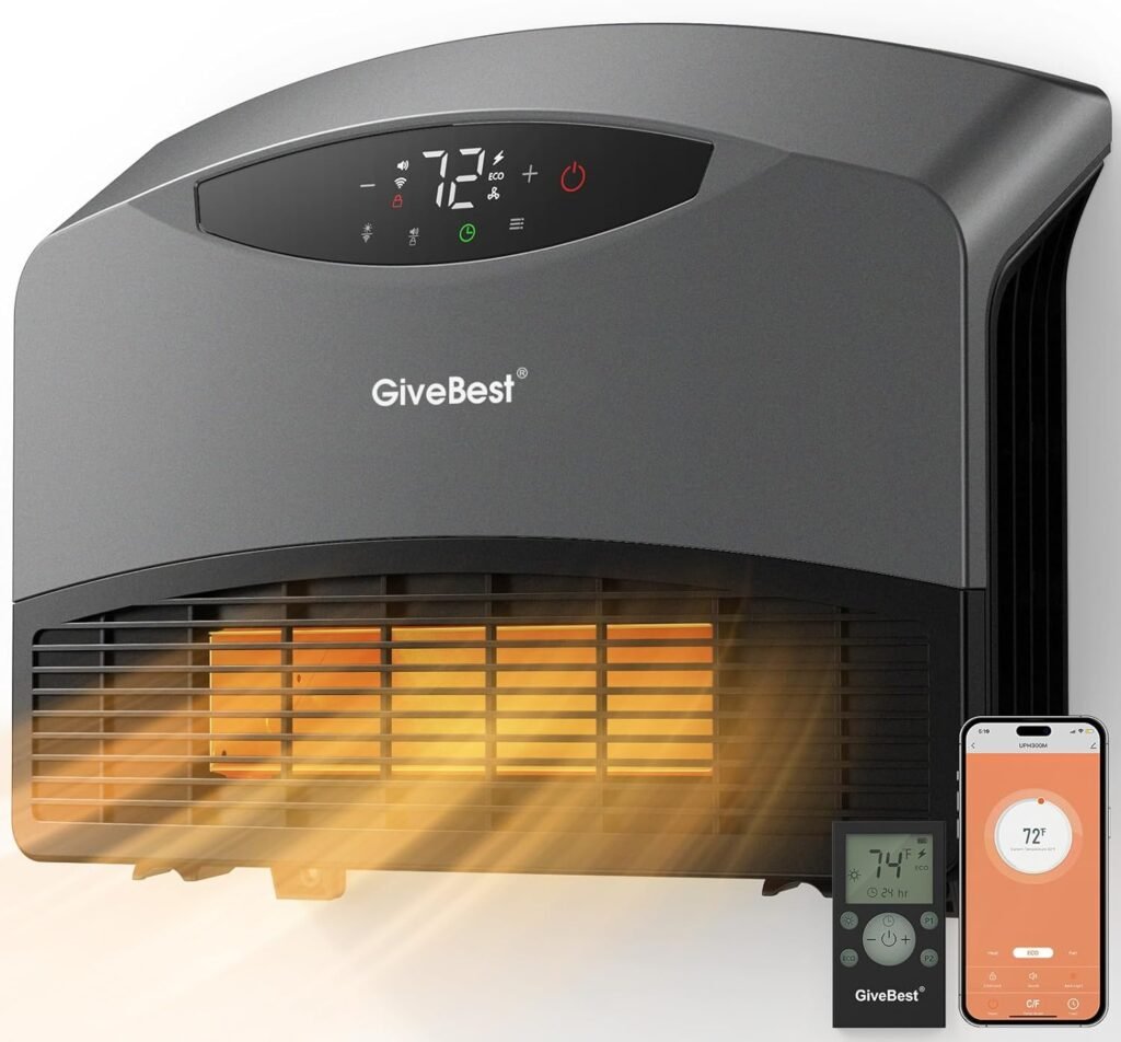 GiveBest Electric Wall Heater with WiFi and Remote Control, Floor or Wall Mounted Heater, Large Room Coverage, 3 Heating Modes, 1500W Fast Heating Space with Thermostat for Indoor Room Use GiveBest Electric Wall Heater with WiFi and Remote Control, Floor or Wall Mounted Heater, Large Room Coverage, 3 Heating Modes, 1500W Fast Heating Space with Thermostat for Indoor Room Use