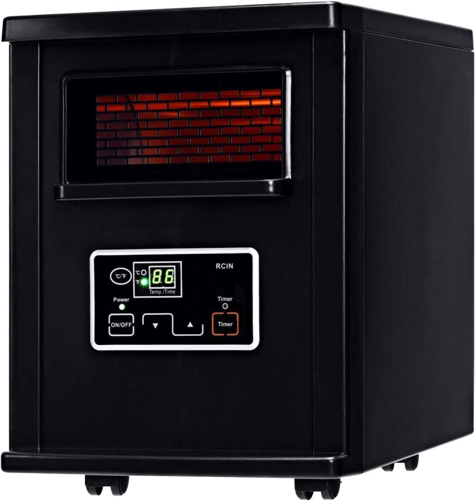 GOFLAME Infrared Electric Space Heater with Remote Control, 1500W Portable Room Heater with Digital Thermostat and Timer, Overheated Protection GOFLAME Infrared Electric Space Heater with Remote Control, 1500W Portable Room Heater with Digital Thermostat and Timer, Overheated Protection