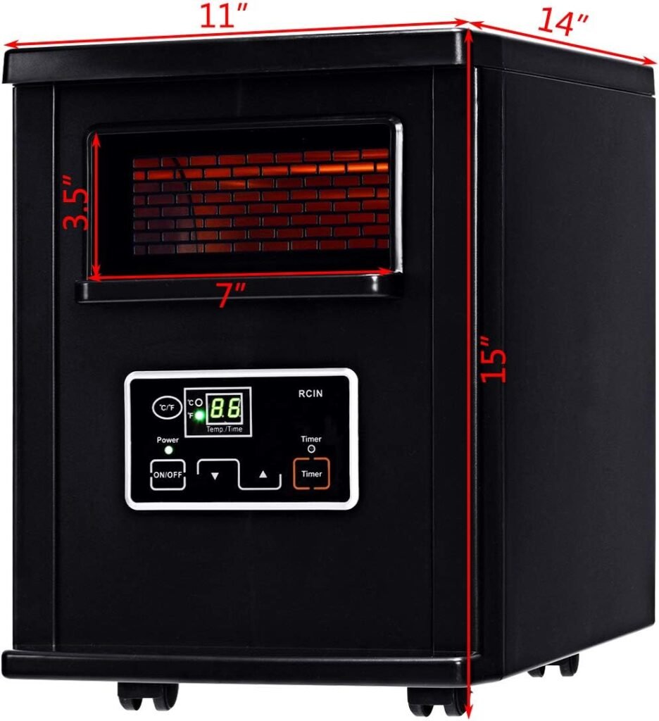 GOFLAME Infrared Electric Space Heater with Remote Control, 1500W Portable Room Heater with Digital Thermostat and Timer, Overheated Protection GOFLAME Infrared Electric Space Heater with Remote Control, 1500W Portable Room Heater with Digital Thermostat and Timer, Overheated Protection