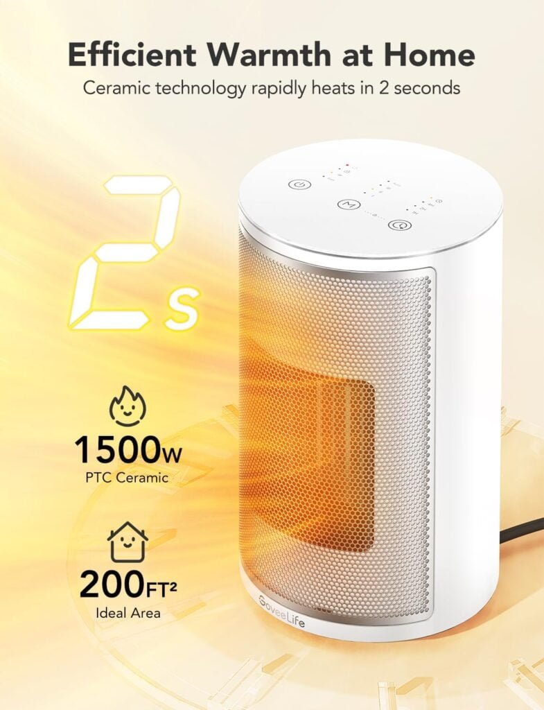 GoveeLife Smart Space Heater, 1500W Fast Electric Heater for Indoor Use with Thermostat, Wi-Fi App Voice Remote Control, Heater Safety for Bedroom Home Indoors Office Desk Portable, White GoveeLife Smart Space Heater, 1500W Fast Electric Heater for Indoor Use with Thermostat, Wi-Fi App Voice Remote Control, Heater Safety for Bedroom Home Indoors Office Desk Portable, White