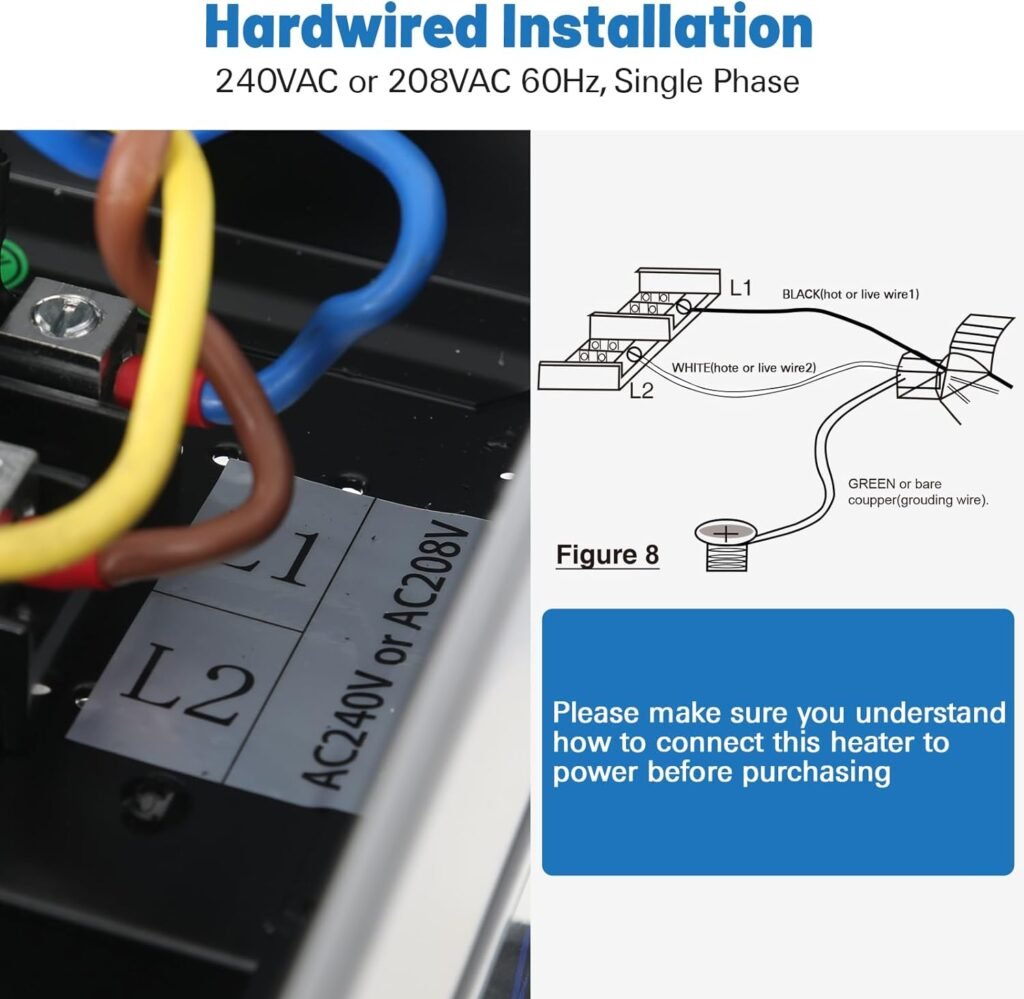 Hykolity Electric Garage Heater, 5000W Fan-Forced Ceiling Mount Heater, 240V Hardwired Heater with Built-in Thermostat, Industrial Heater for Garage, Workshop (Power Cord not Included) Hykolity Electric Garage Heater, 5000W Fan-Forced Ceiling Mount Heater, 240V Hardwired Heater with Built-in Thermostat, Industrial Heater for Garage, Workshop (Power Cord not Included)