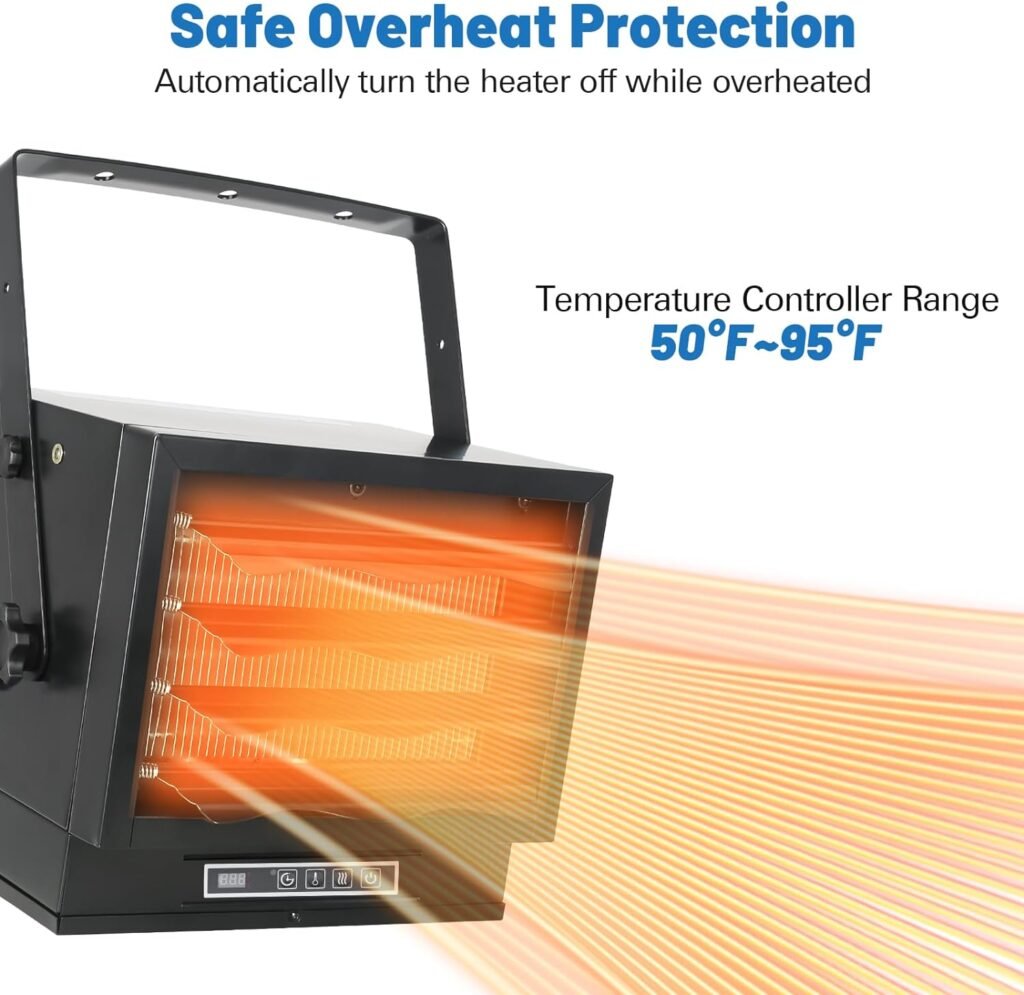 Hykolity Electric Garage Heater, 5000W Fan-Forced Ceiling Mount Heater, 240V Hardwired Heater with Built-in Thermostat, Industrial Heater for Garage, Workshop (Power Cord not Included) Hykolity Electric Garage Heater, 5000W Fan-Forced Ceiling Mount Heater, 240V Hardwired Heater with Built-in Thermostat, Industrial Heater for Garage, Workshop (Power Cord not Included)