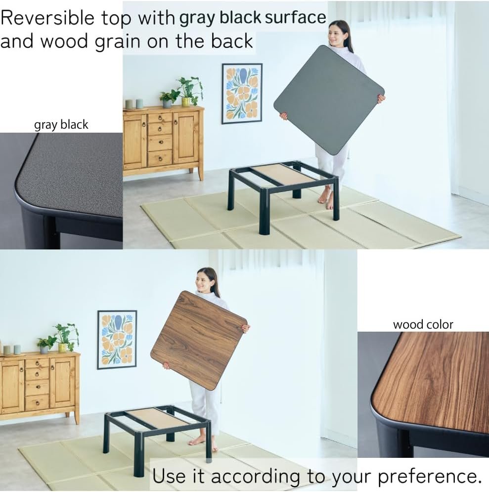 KEN JAPAN KB-75US(BK) Kotatsu Heater Table W29.5xD29.5xH15inches Square Table with 120V Electric Heater top Surface Reversible Gray Black Color Home and Living Blanket is not Included. KEN JAPAN KB-75US(BK) Kotatsu Heater Table W29.5xD29.5xH15inches Square Table with 120V Electric Heater top Surface Reversible Gray Black Color Home and Living Blanket is not Included.