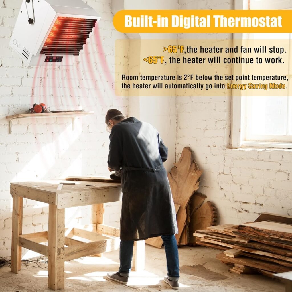 Kincubow Garage Heater 10000 Watt, 240V Electric Garage Heater With Thermostat, Ceiling/Wall Mounted Space Heater For Garage Workshop Warehouse, Fan-Forced Shop Heater, Overheat Protection, ETL Listed Kincubow Garage Heater 10000 Watt, 240V Electric Garage Heater With Thermostat, Ceiling/Wall Mounted Space Heater For Garage Workshop Warehouse, Fan-Forced Shop Heater, Overheat Protection, ETL Listed