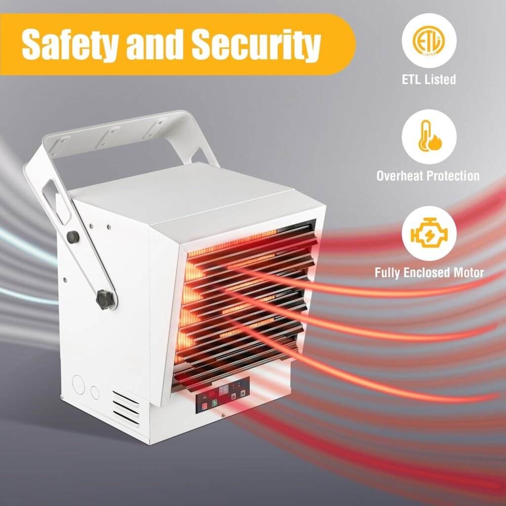Kincubow Garage Heater 10000 Watt, 240V Electric Garage Heater With Thermostat, Ceiling/Wall Mounted Space Heater For Garage Workshop Warehouse, Fan-Forced Shop Heater, Overheat Protection, ETL Listed Kincubow Garage Heater 10000 Watt, 240V Electric Garage Heater With Thermostat, Ceiling/Wall Mounted Space Heater For Garage Workshop Warehouse, Fan-Forced Shop Heater, Overheat Protection, ETL Listed