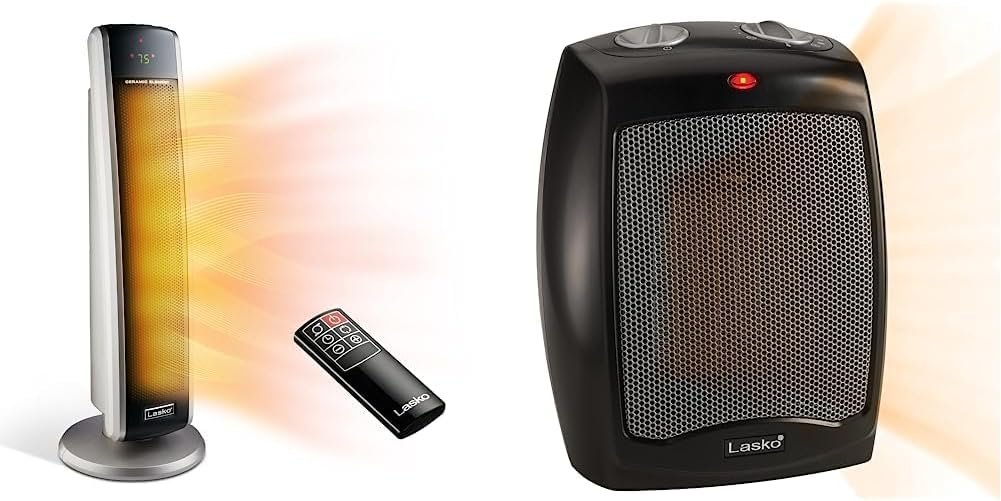 Lasko 29” Ceramic Tower Heater for Large Rooms, Whole Room Heating with Oscillation, Overheat Protection, Digital Display,Black, 5586  Ceramic Tabletop Space Heater for Home, CD09250 Lasko 29” Ceramic Tower Heater for Large Rooms, Whole Room Heating with Oscillation, Overheat Protection, Digital Display,Black, 5586  Ceramic Tabletop Space Heater for Home, CD09250