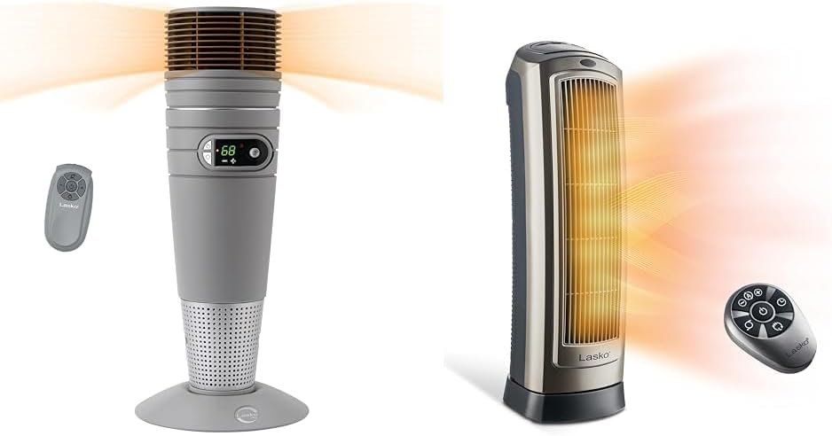 Lasko Heating Space Heater, 25, Grey 6462  Oscillating Digital Ceramic Tower Heater for Home with Adjustable Thermostat, Timer and Remote Control, 23 Inches, 1500W, Silver, 755320 Lasko Heating Space Heater, 25, Grey 6462  Oscillating Digital Ceramic Tower Heater for Home with Adjustable Thermostat, Timer and Remote Control, 23 Inches, 1500W, Silver, 755320