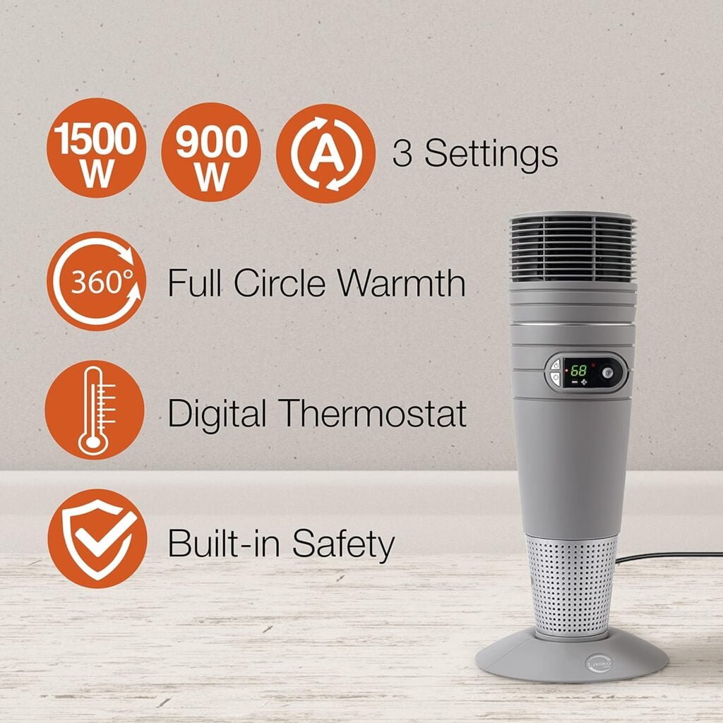 Lasko Heating Space Heater, 25, Grey 6462  Oscillating Digital Ceramic Tower Heater for Home with Adjustable Thermostat, Timer and Remote Control, 23 Inches, 1500W, Silver, 755320 Lasko Heating Space Heater, 25, Grey 6462  Oscillating Digital Ceramic Tower Heater for Home with Adjustable Thermostat, Timer and Remote Control, 23 Inches, 1500W, Silver, 755320