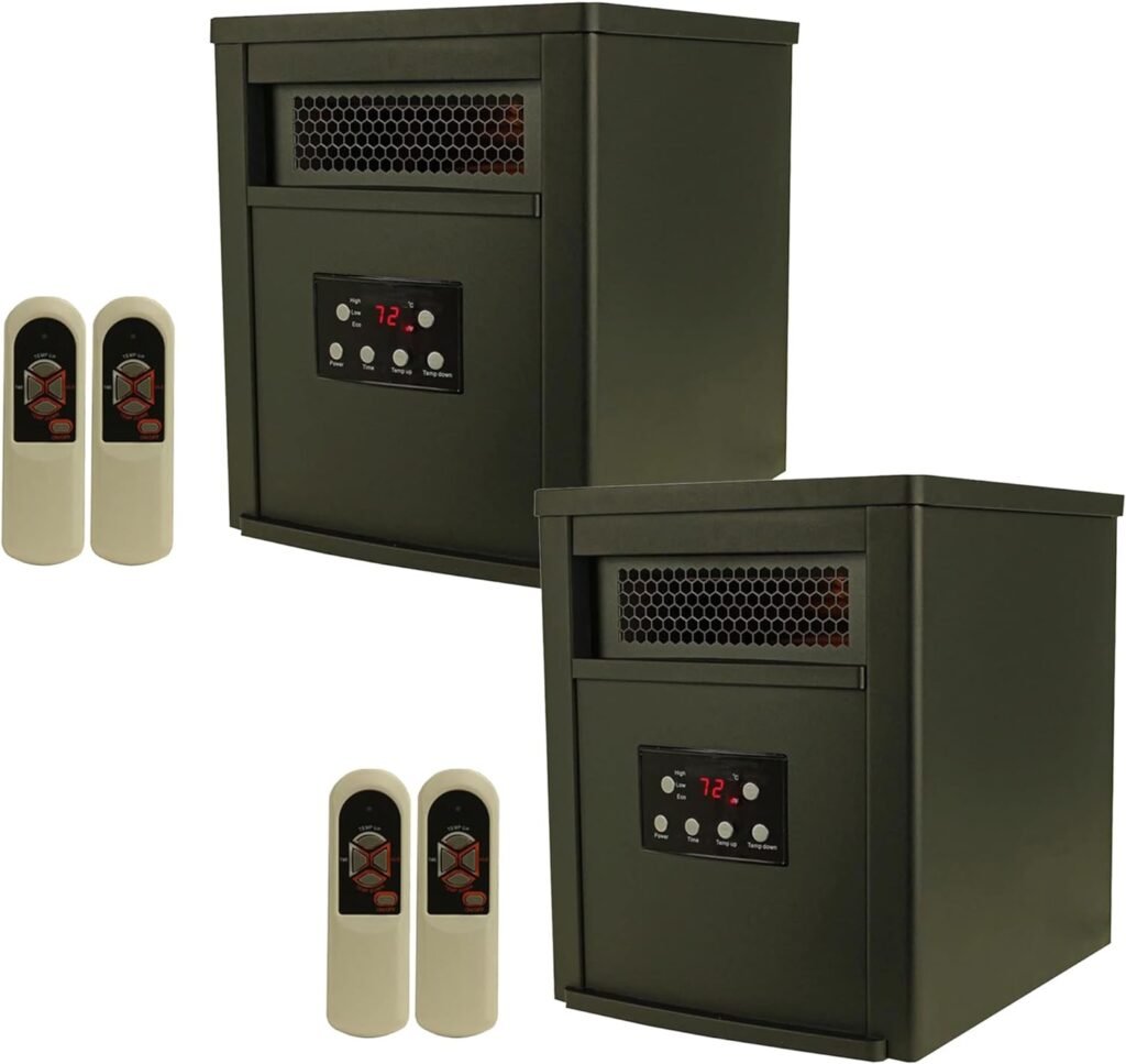 LifeSmart 1500W Portable Electric Infrared Quartz Indoor Space Heater with 6 Adjustable Heating Elements and Remote Control, Black (2 Pack) LifeSmart 1500W Portable Electric Infrared Quartz Indoor Space Heater with 6 Adjustable Heating Elements and Remote Control, Black (2 Pack)