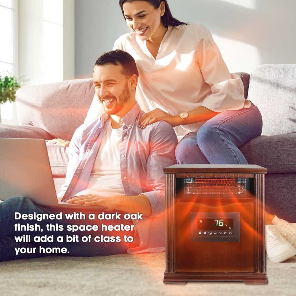 Lifesmart LifePro 1500W Portable Electric Infrared Quartz Space Heater for Indoor Use with 4 Heating Elements and Remote Control, Brown Oak Wood Lifesmart LifePro 1500W Portable Electric Infrared Quartz Space Heater for Indoor Use with 4 Heating Elements and Remote Control, Brown Oak Wood