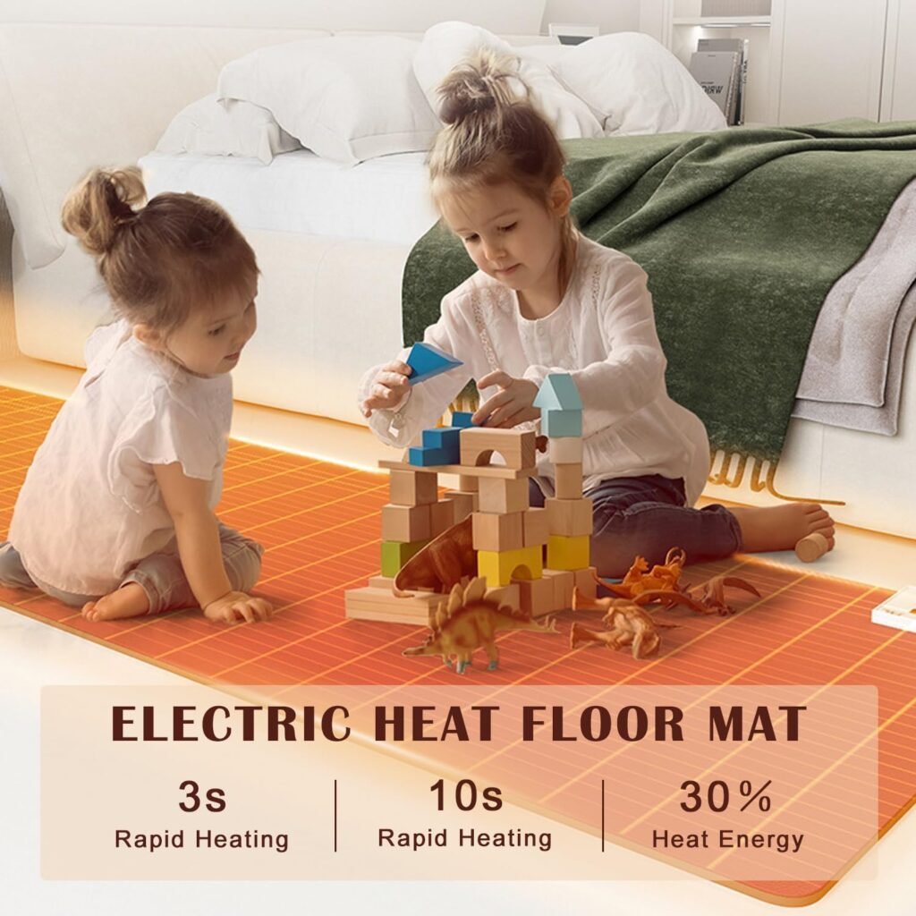 MOFGOE Floor Heated Mats - Electric Heated Rug Floor, Area Rug Floor Heater, with 60 Levels Adjustable Thermostat, Waterproof, 12 Hour Timing, for Indoor Use Large Room,Small Size 60x190cm MOFGOE Floor Heated Mats - Electric Heated Rug Floor, Area Rug Floor Heater, with 60 Levels Adjustable Thermostat, Waterproof, 12 Hour Timing, for Indoor Use Large Room,Small Size 60x190cm