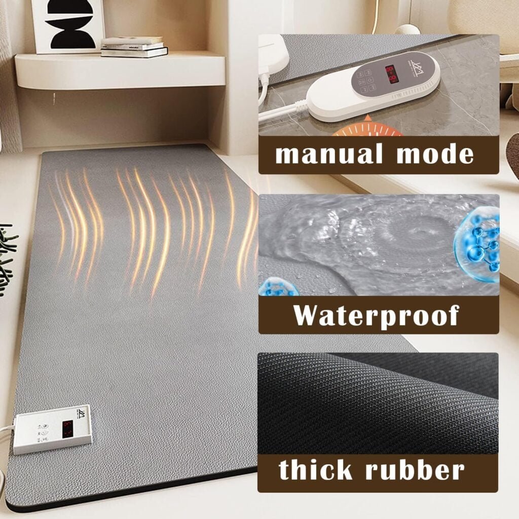 MOFGOE Floor Heated Mats - Electric Heated Rug Floor, Area Rug Floor Heater, with 60 Levels Adjustable Thermostat, Waterproof, 12 Hour Timing, for Indoor Use Large Room,Small Size 60x190cm MOFGOE Floor Heated Mats - Electric Heated Rug Floor, Area Rug Floor Heater, with 60 Levels Adjustable Thermostat, Waterproof, 12 Hour Timing, for Indoor Use Large Room,Small Size 60x190cm