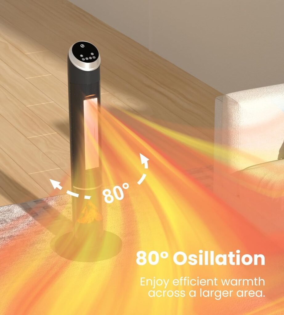 Mountman Space Heater, 38 Tower Heater with Remote, 3 Modes, 80° Osillation, Overheating  Tip-Over Protection, Electric Heater for Large Room, Office Use Mountman Space Heater, 38 Tower Heater with Remote, 3 Modes, 80° Osillation, Overheating  Tip-Over Protection, Electric Heater for Large Room, Office Use