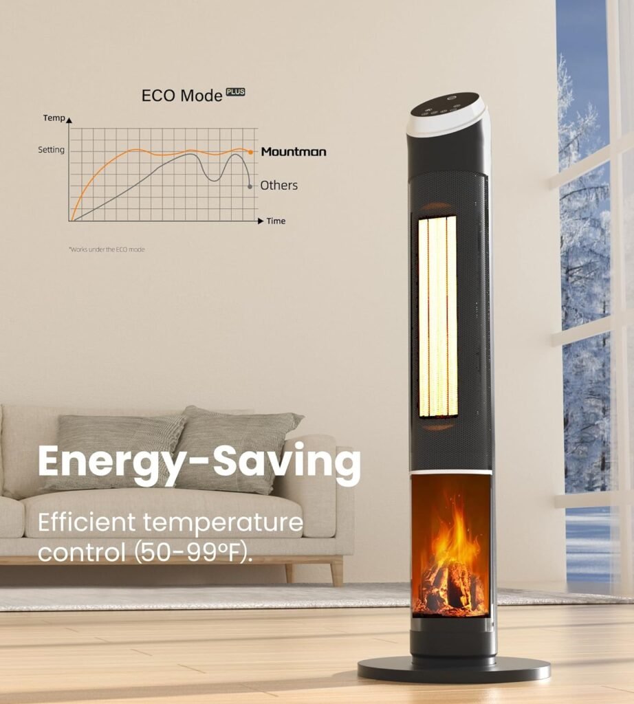 Mountman Space Heater, 38 Tower Heater with Remote, 3 Modes, 80° Osillation, Overheating  Tip-Over Protection, Electric Heater for Large Room, Office Use Mountman Space Heater, 38 Tower Heater with Remote, 3 Modes, 80° Osillation, Overheating  Tip-Over Protection, Electric Heater for Large Room, Office Use